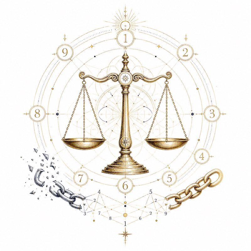 A mystical numerology illustration representing a karmic debt number