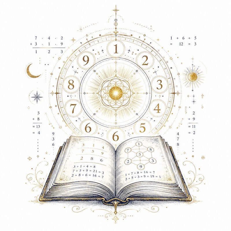 A mystical illustration representing a numerology reading