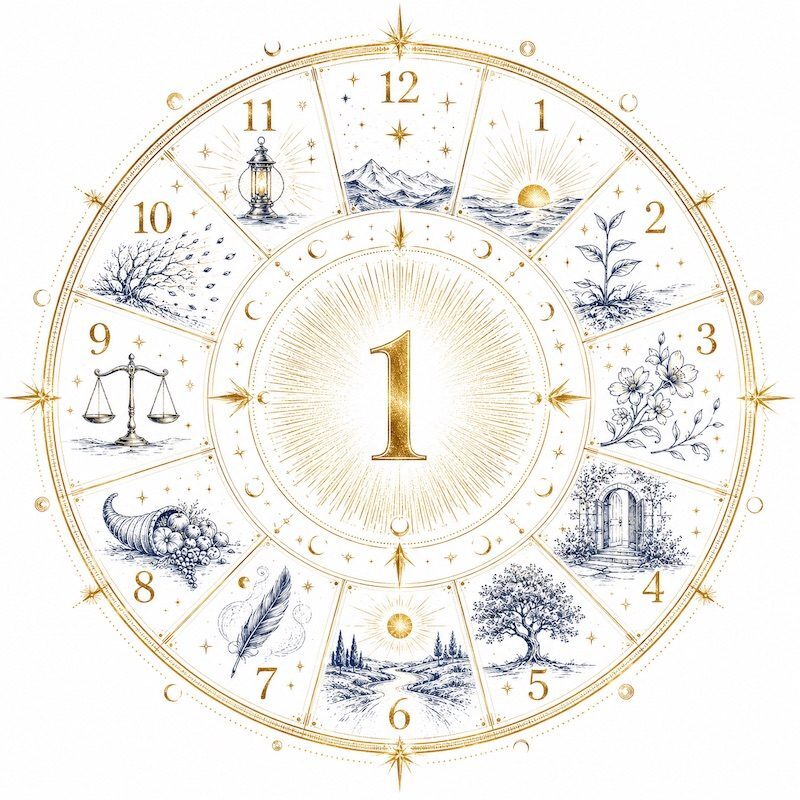 A mystical numerology illustration representing a personal year number